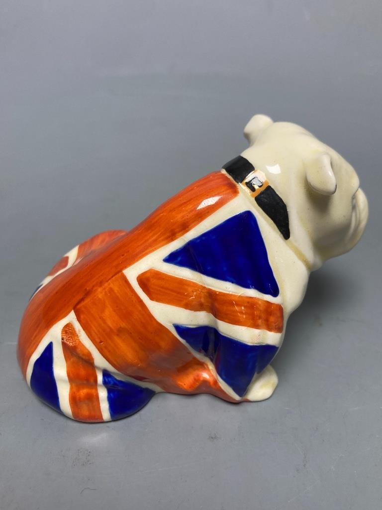 After Charles Noakes, a Royal Doulton Union Jack British Bulldog, RD645658, height 6cm